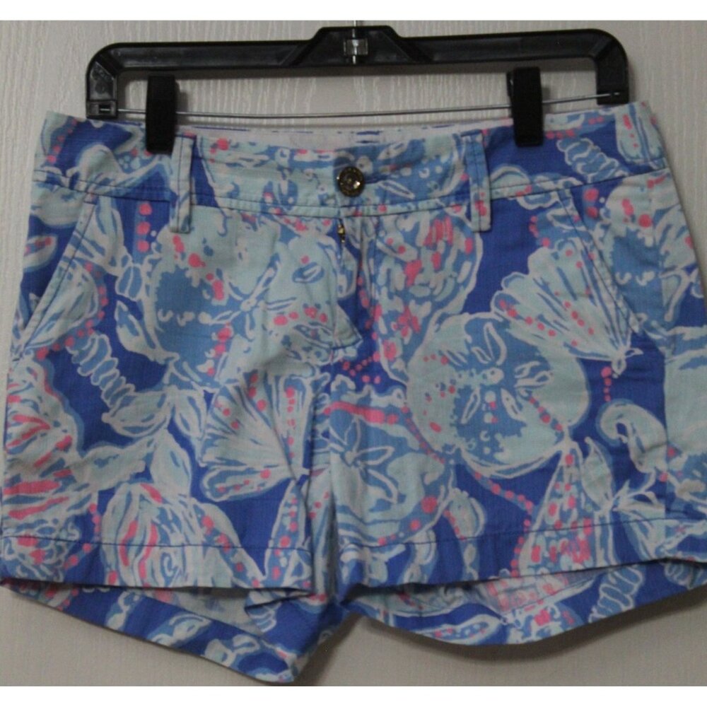 Lilly Pulitzer The Callahan Shorts Women Size 4 Blue Pink Short Beach